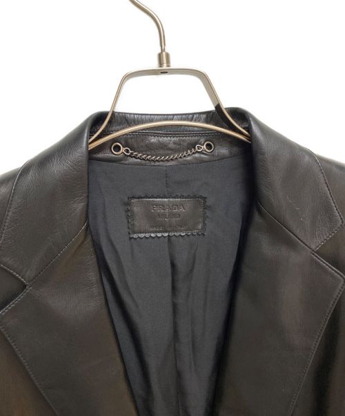 PRADA（プラダ）PRADA (プラダ) レザージャケット ブラック サイズ:46の古着・服飾アイテム
