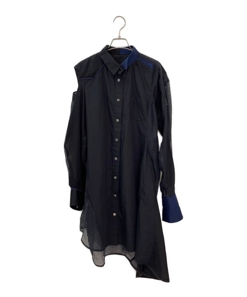 sacai（サカイ）sacai (サカイ) カットアウトシャツワンピース ネイビー×ブルー サイズ:1の古着・服飾アイテム