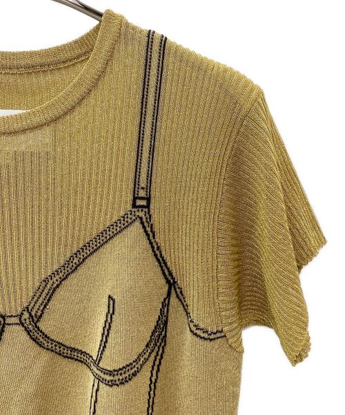 Maison Margiela（メゾンマルジェラ）Maison Margiela (メゾンマルジェラ) ラメリブニットカットソー ゴールド サイズ:XSの古着・服飾アイテム