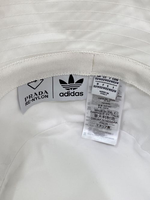 PRADA（プラダ）PRADA×adidas (プラダ × アディダス) Re-Nylon バケットハット ホワイト サイズ:54-57cmの古着・服飾アイテム
