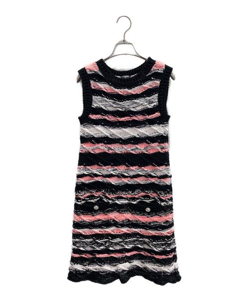 CHANEL（シャネル）CHANEL (シャネル) ノースリーブワンピース ピンク×ブラック サイズ:36の古着・服飾アイテム