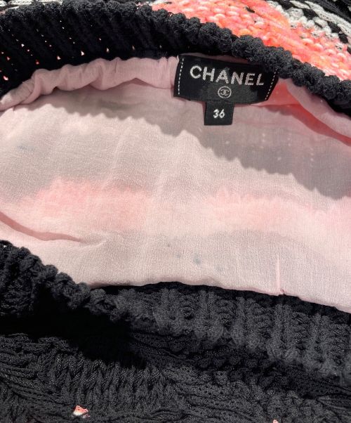 CHANEL（シャネル）CHANEL (シャネル) ノースリーブワンピース ピンク×ブラック サイズ:36の古着・服飾アイテム