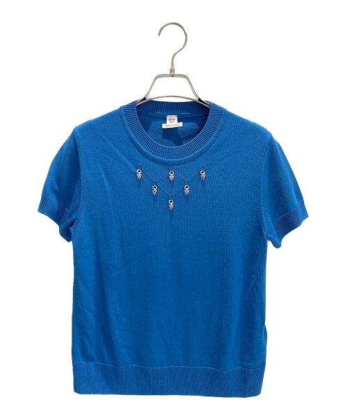 HERMES（エルメス）HERMES (エルメス) ショートスリーブニット ブルー サイズ:38の古着・服飾アイテム