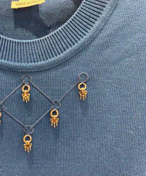 HERMES（エルメス）HERMES (エルメス) ショートスリーブニット ブルー サイズ:38の古着・服飾アイテム