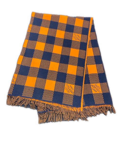 LOUIS VUITTON（ルイ ヴィトン）LOUIS VUITTON (ルイ ヴィトン) フリースウールブランケット オレンジ×ネイビー サイズ:-の古着・服飾アイテム