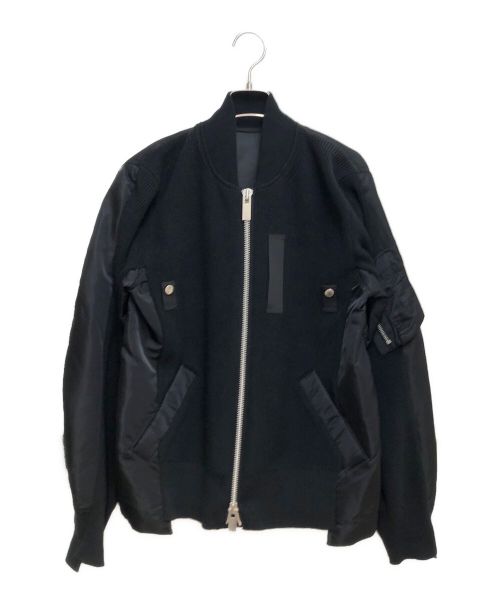 sacai（サカイ）sacai (サカイ) ナイロンツイルミックスニットブルゾン ブラック サイズ:3の古着・服飾アイテム