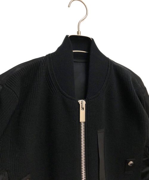 sacai（サカイ）sacai (サカイ) ナイロンツイルミックスニットブルゾン ブラック サイズ:3の古着・服飾アイテム