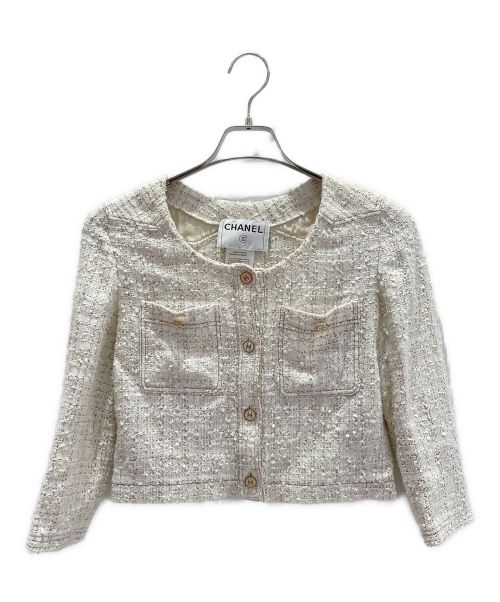 CHANEL（シャネル）CHANEL (シャネル) ココボタンツイードジャケット ホワイト サイズ:36の古着・服飾アイテム