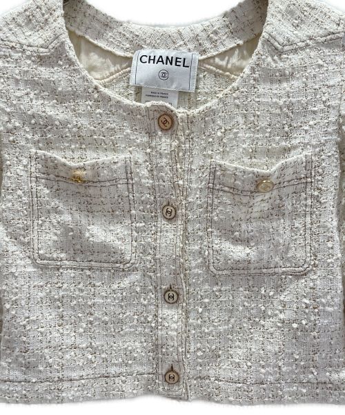 CHANEL（シャネル）CHANEL (シャネル) ココボタンツイードジャケット ホワイト サイズ:36の古着・服飾アイテム