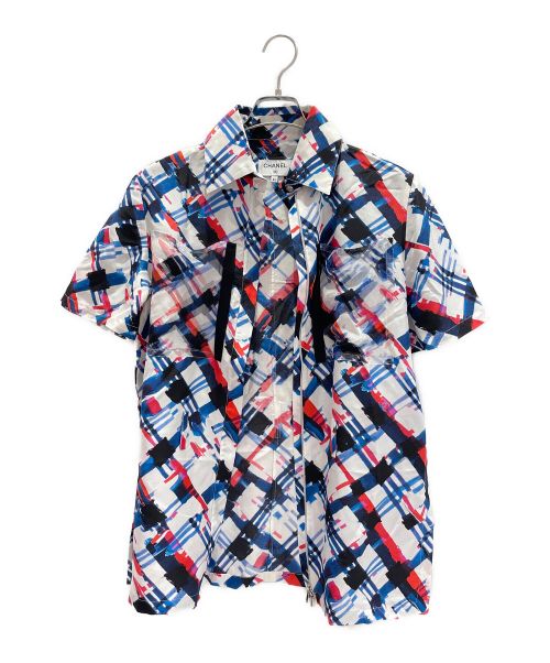 CHANEL（シャネル）CHANEL (シャネル) ジップシャツ ブルー×ホワイト サイズ:34の古着・服飾アイテム