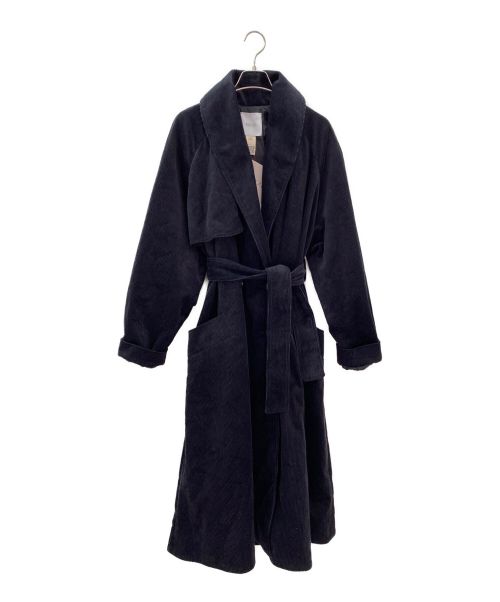 patou（パトゥ）patou (パトゥ) コーデュロイトレンチコート ブラック サイズ:38の古着・服飾アイテム