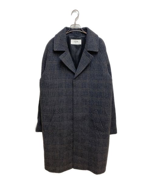 CELINE（セリーヌ）CELINE (セリーヌ) プリンス オブ ウェールズ チェックウール マックコート チャコールグレー サイズ:44の古着・服飾アイテム