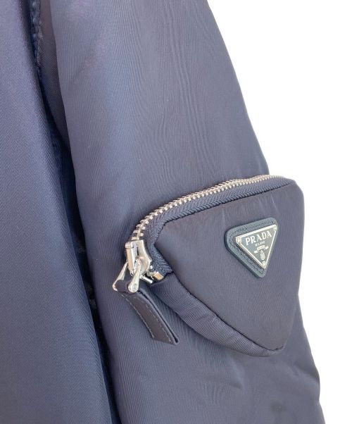 PRADA（プラダ）PRADA (プラダ) Re Nylon Knit Bomber Jacket ネイビー×ベージュ サイズ:XSの古着・服飾アイテム