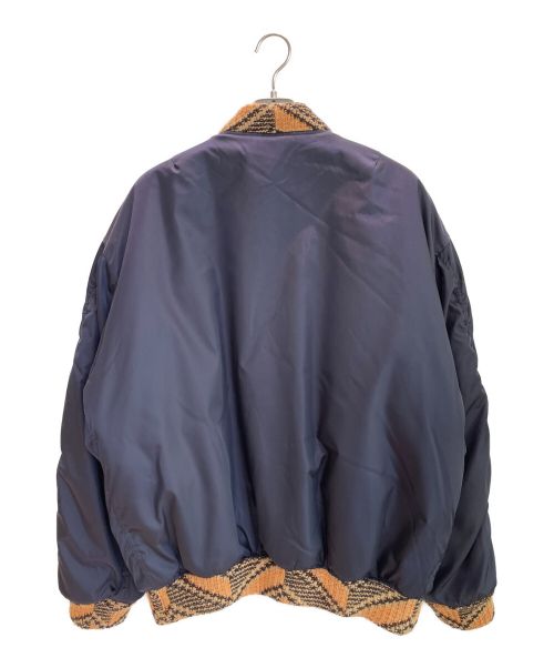 PRADA（プラダ）PRADA (プラダ) Re Nylon Knit Bomber Jacket ネイビー×ベージュ サイズ:XSの古着・服飾アイテム
