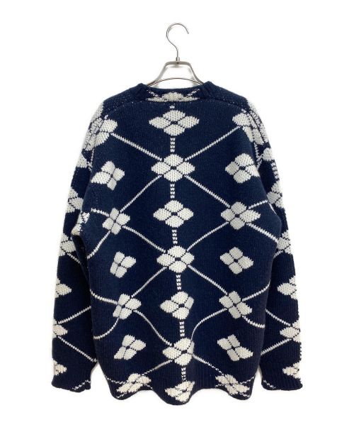 PRADA（プラダ）PRADA (プラダ) 21AW ジャガードウールカシミヤカーディガン ネイビー×ホワイト サイズ:Sの古着・服飾アイテム