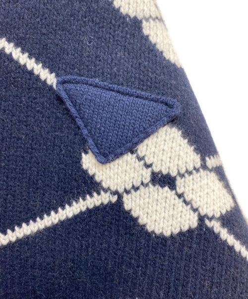 PRADA（プラダ）PRADA (プラダ) 21AW ジャガードウールカシミヤカーディガン ネイビー×ホワイト サイズ:Sの古着・服飾アイテム