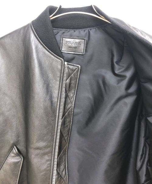PRADA（プラダ）PRADA (プラダ) 21AW ナッパレザー ボンバージャケット ブラック サイズ:46の古着・服飾アイテム