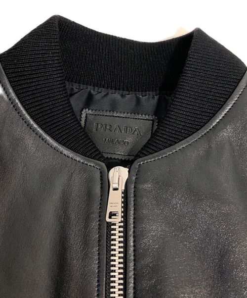 PRADA（プラダ）PRADA (プラダ) 21AW ナッパレザー ボンバージャケット ブラック サイズ:46の古着・服飾アイテム