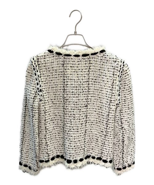 CHANEL（シャネル）CHANEL (シャネル) ツイード スパンコール シフォンノーカラージャケット アイボリー サイズ:40の古着・服飾アイテム