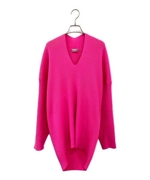 BALENCIAGA（バレンシアガ）BALENCIAGA (バレンシアガ) オーバーサイズVネックニット ピンク サイズ:XSの古着・服飾アイテム