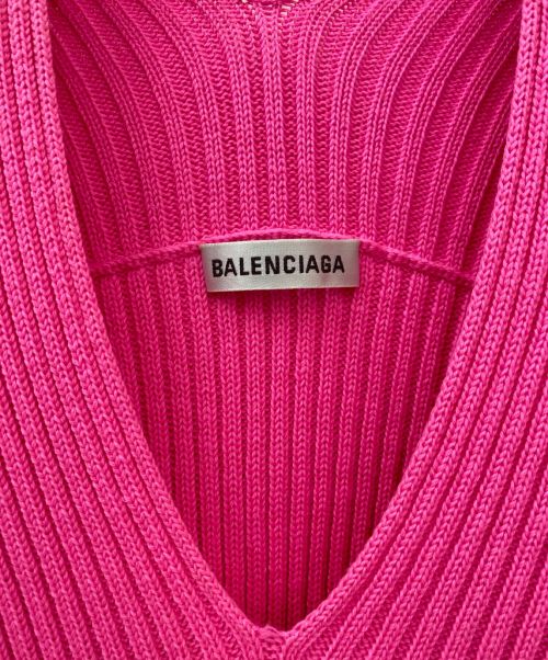 BALENCIAGA（バレンシアガ）BALENCIAGA (バレンシアガ) オーバーサイズVネックニット ピンク サイズ:XSの古着・服飾アイテム