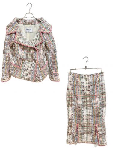 CHANEL ツイード　セットアップ　ボウタイ　ダブル　プリーツ　スカート　36 3090040794448360_01_3493.jpeg