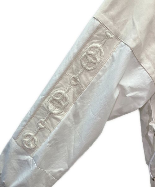 HERMES（エルメス）HERMES (エルメス) レザー切替ブルゾン ホワイト サイズ:36の古着・服飾アイテム