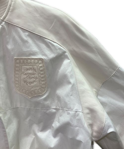 HERMES（エルメス）HERMES (エルメス) レザー切替ブルゾン ホワイト サイズ:36の古着・服飾アイテム