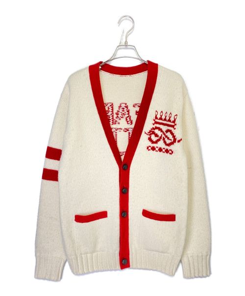 GUCCI（グッチ）GUCCI (グッチ) スローガンカーディガン アイボリー×レッド サイズ:XSの古着・服飾アイテム