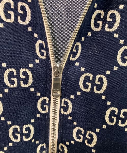 GUCCI（グッチ）GUCCI (グッチ) GGジャガードコットンジャケット ネイビー サイズ:Lの古着・服飾アイテム