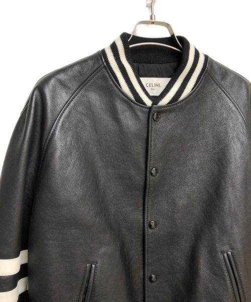 CELINE（セリーヌ）CELINE (セリーヌ) 21AW カーフレザーバーシティオーバーサイズブルゾン ブラック サイズ:46 未使用品の古着・服飾アイテム