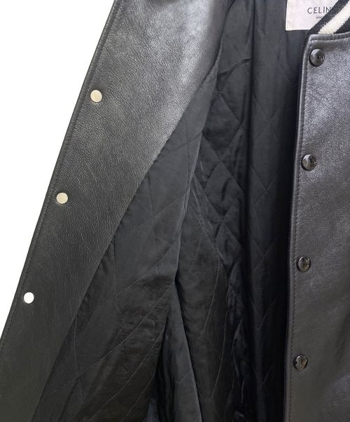 CELINE（セリーヌ）CELINE (セリーヌ) 21AW カーフレザーバーシティオーバーサイズブルゾン ブラック サイズ:46 未使用品の古着・服飾アイテム