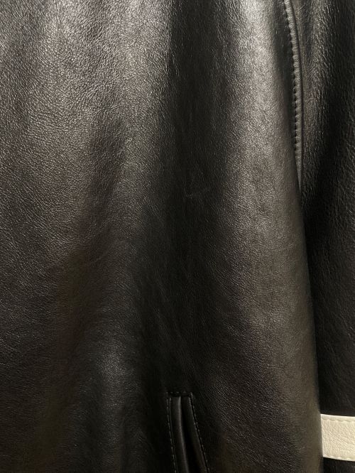 CELINE（セリーヌ）CELINE (セリーヌ) 21AW カーフレザーバーシティオーバーサイズブルゾン ブラック サイズ:46 未使用品の古着・服飾アイテム