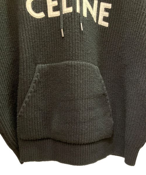 CELINE（セリーヌ）CELINE (セリーヌ) フード付きセーター / リブ編みウール ブラック サイズ:Sの古着・服飾アイテム