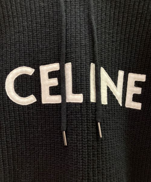 CELINE（セリーヌ）CELINE (セリーヌ) フード付きセーター / リブ編みウール ブラック サイズ:Sの古着・服飾アイテム