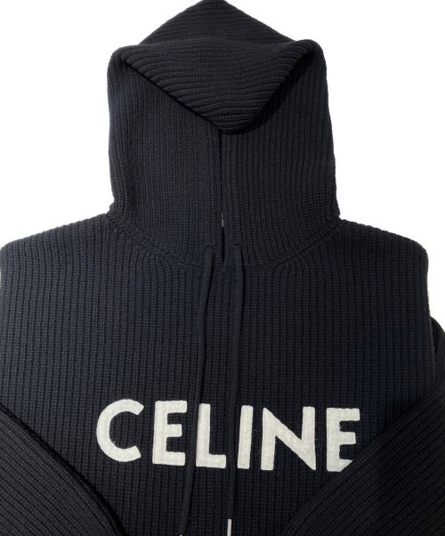 CELINE（セリーヌ）CELINE (セリーヌ) フード付きセーター / リブ編みウール ブラック サイズ:Sの古着・服飾アイテム