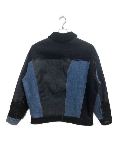 LOEWE（ロエベ）LOEWE (ロエベ) コントラストデニムパッチワークジャケット インディゴ×ブラック サイズ:44の古着・服飾アイテム