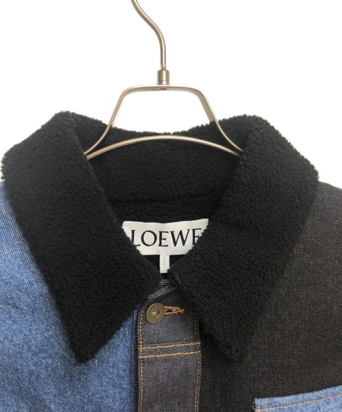 LOEWE（ロエベ）LOEWE (ロエベ) コントラストデニムパッチワークジャケット インディゴ×ブラック サイズ:44の古着・服飾アイテム
