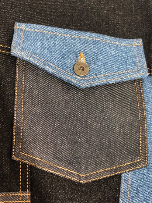LOEWE（ロエベ）LOEWE (ロエベ) コントラストデニムパッチワークジャケット インディゴ×ブラック サイズ:44の古着・服飾アイテム