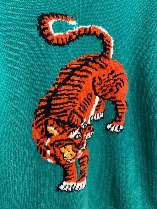 GUCCI（グッチ）GUCCI (グッチ) タイガージャガードニット グリーン サイズ:Sの古着・服飾アイテム