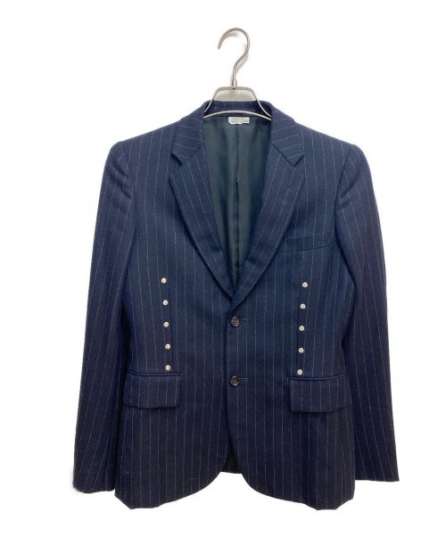 COMME des GARCONS HOMME PLUS（コムデギャルソンオムプリュス）COMME des GARCONS HOMME PLUS (コムデギャルソンオムプリュス)) ピンストライプスタッズテーラードジャケット ネイビー サイズ:XSの古着・服飾アイテム