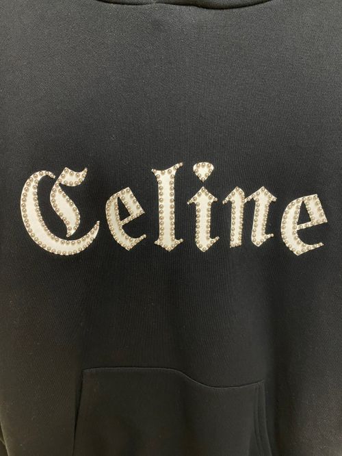 CELINE（セリーヌ）CELINE (セリーヌ) 22SS スタッズ付き CELINE フーディ / コットンフリース ブラック サイズ:Sの古着・服飾アイテム