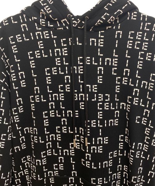 CELINE（セリーヌ）CELINE (セリーヌ) 22AW ルーズフーディー / コットンフリース ブラック×ホワイト サイズ:Sの古着・服飾アイテム