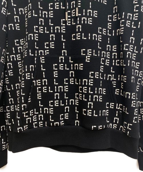 CELINE（セリーヌ）CELINE (セリーヌ) 22AW ルーズフーディー / コットンフリース ブラック×ホワイト サイズ:Sの古着・服飾アイテム
