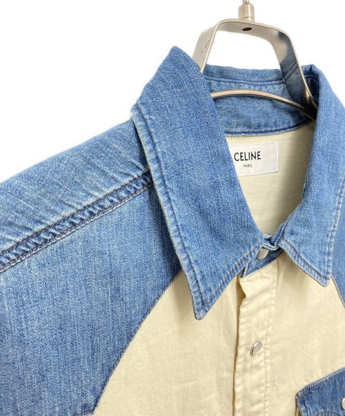 CELINE（セリーヌ）CELINE (セリーヌ) 22SS ウエスタンシャツ / ユニオンオーシャンウォッシュ デニム インディゴ×アイボリー サイズ:Sの古着・服飾アイテム