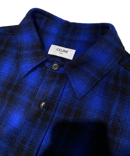 CELINE（セリーヌ）CELINE (セリーヌ) 22AW ルーズシャツ チェック / フランネル ブルー×ブラック サイズ:37の古着・服飾アイテム