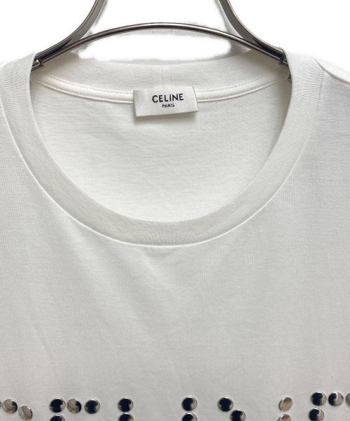 CELINE（セリーヌ）CELINE (セリーヌ) 22SS スタッズ付き CELINE ルーズTシャツ / コットンジャージー ホワイト サイズ:Sの古着・服飾アイテム