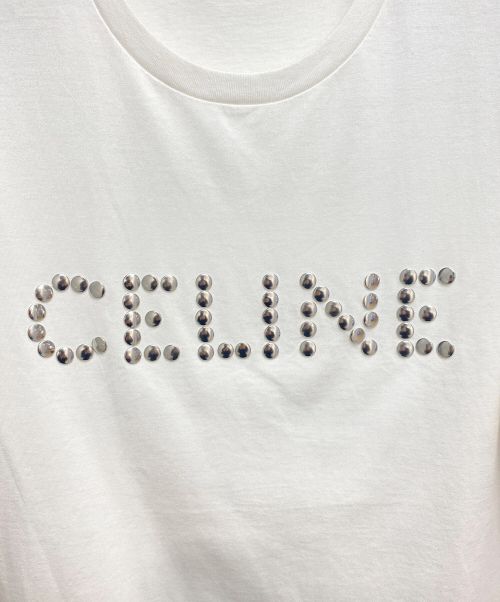 CELINE（セリーヌ）CELINE (セリーヌ) 22SS スタッズ付き CELINE ルーズTシャツ / コットンジャージー ホワイト サイズ:Sの古着・服飾アイテム