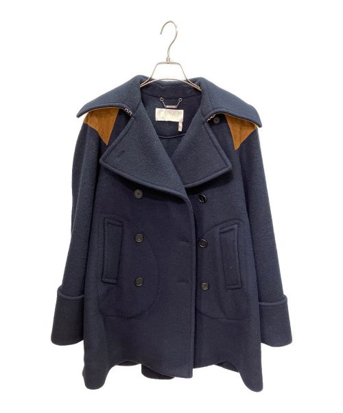 Chloe（クロエ）Chloe (クロエ) モヘヤウールダブルブレストコート ネイビー サイズ:34の古着・服飾アイテム