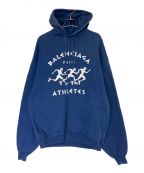 BALENCIAGAバレンシアガ）の古着「OVERSIZE ATHLETES PRINT COTTON HOODIE」｜ブルー